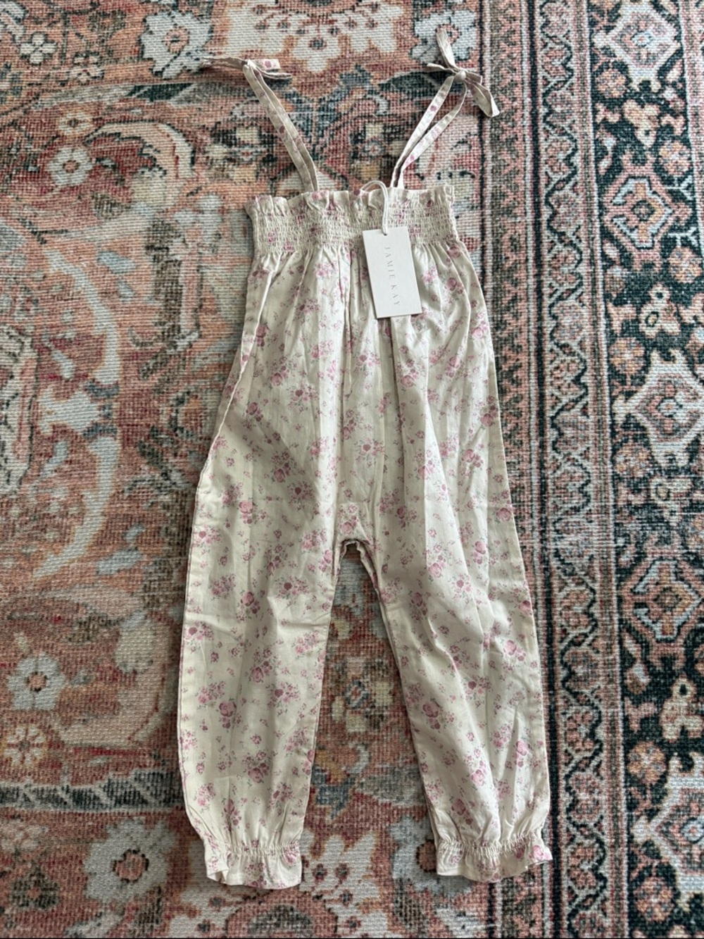 NWT! Jamie Kay Cream Jumpsuit with Dusty Pink Floral Print